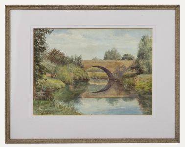 F. Wingman  - 1947 Watercolour, Bridge in Warwickshire