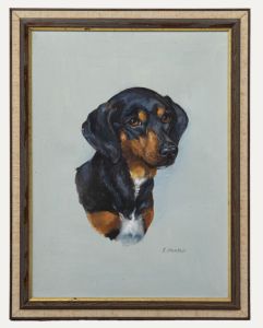 E. Hunter - Framed 20th Century Oil, Portrait of Tigger
