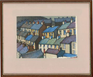 W. Watkinson Morris - Framed 20th Century Pen and Ink Drawing, Slate Village