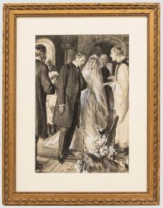 Frederick Pegram (1870-1937) - Watercolour, Swayed Towards His Bride