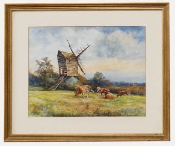 Robert William Arthur Rouse (1867-1951) - Framed Watercolour, Cattle by the Mill