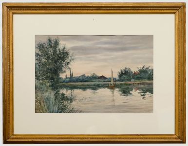 Robert Winter Fraser (1848-1906)- Framed Watercolour, The River Thames at Iffley