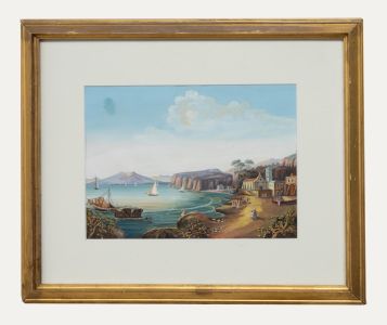 Late 19th Century Gouache - Fishermen on a Mediterranean Shore