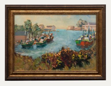 Charles Bernard - French Mid 20th Century Oil, Quiet Boat Yard
