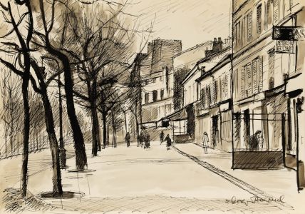 Georges Pacouil (1903-1996) - Mid 20th Century India Ink, The Boulevard