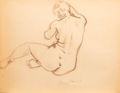 Georges Pacouil (1903-1996) - Mid 20th Century Charcoal Drawing, Nude Study