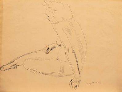 Georges Pacouil (1903-1996) - Mid 20th Century India Ink, Seated Nude II