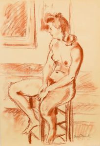 Georges Pacouil (1903-1996) - Mid 20th Century Sanguine, Nude in the Studio