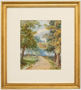 F. P. Wright  - Late 19th Century Watercolour, Feeding the Ducks