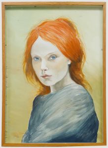 Clive Fredriksson - Framed Contemporary Oil, Portrait of a Red Headed Female