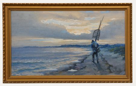 Paul Jobert (1863-1942) - Watercolour, Fisherman on the Shore