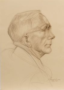 E.P. Clapholt - 1961 Pastel, Profile of Man in Glasses