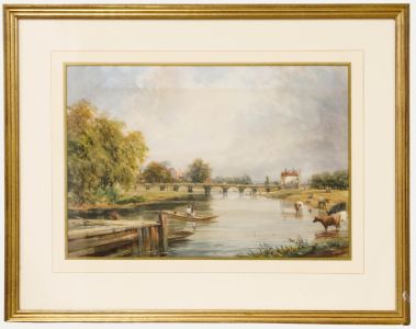 S. Wilkes - Framed 19th Century Watercolour, Punting on the River