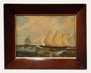 19th Century Watercolour - Three Masted Clipper on Open Sea