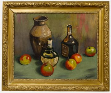 Lamb - Framed 20th Century Oil, Still Life with Cider Apples