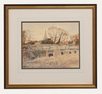 Richard Bolton (b.1950) - Framed Watercolour, The Bridge at Harrold