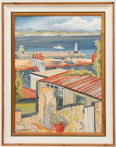 Colin Trevor Johnson (b.1942) - Framed Oil, Overlooking Smeaton's Pier, St Ives
