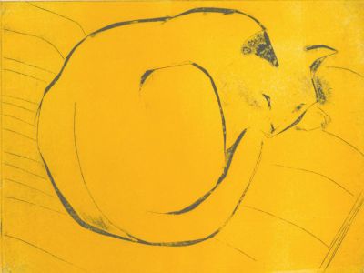 Patricia Johnstone (1944-2023) - Contemporary Etching, Sleeping Cat