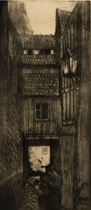 Ernst Busch - Early 20th Century Etching, Back Alley in Berlin