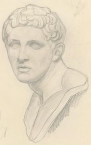 Lorna Bing (1897-1993) - 1916 Graphite Drawing, Roman Bust