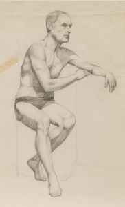 William Kerry - Early 20th Century Graphite Drawing, Seated Male Nude I