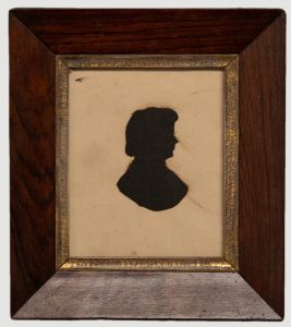 Framed Late 19th Century Cut Paper Silhouette - Victorian Women in Profile