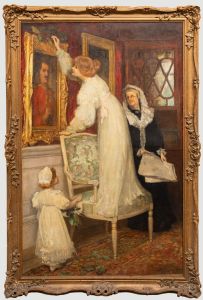 Francis Sydney Muschamp (1851-1929) - Framed Oil, Decorating for Christmas