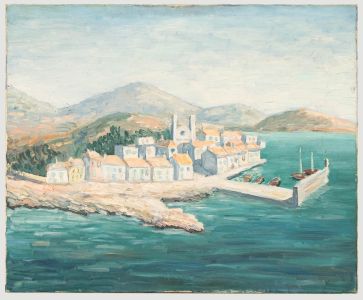 20th Century Oil - Mediterranean Harbour Town