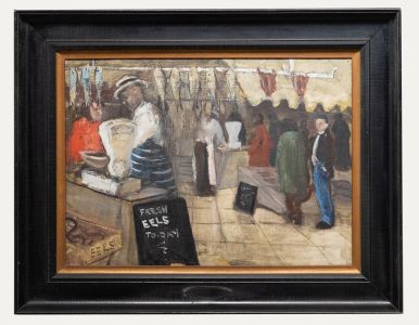 Edna S. Rose - 1947 Oil, Fresh Eels at the Fish Market