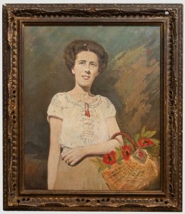 H. W. - 1947 Oil For Restoration, Lady with the Flower Basket