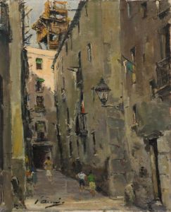 Joaquín Asensio Marine (1890-1961) - Spanish School Oil, City Shade