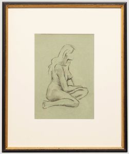 E.P. Clapholt - Mid 20th Century Charcoal Drawing, Nude Study
