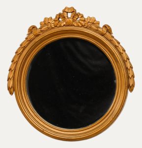 Bevelled 20th Century Circular Mirror - Festoon Ornament