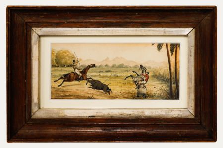 Anglo-Indian School 19th Century Watercolour - The Boar Hunt