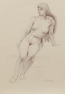 E.P. Clapholt - 1968 Graphite Drawing, Leaning Nude