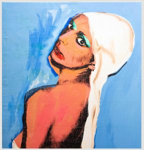 Manner of Andy Warhol  - 20th Century Oil, Girl on Blue