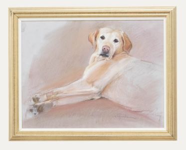 Framed 20th Century Pastel - Portrait of a Golden Labrador