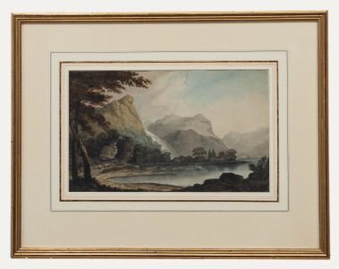 19th Century Watercolour - Mountain Lake