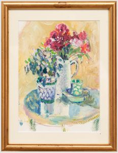 Rose Hughes - Framed Contemporary Oil, Coffee Table Flowers