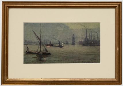 Margaret Helen Knapping - Early 20th Century Watercolour, Greenwich at Night