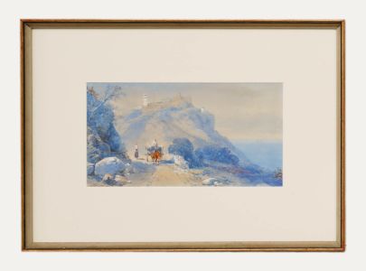 Thomas L. Rowbotham (1823-1875) - Framed Watercolour, Italian Coastal Track
