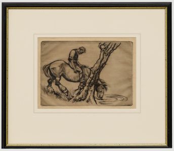 Anton Lock (1893-1970) - Framed Early 20th Century Drypoint, A Tiring Ride