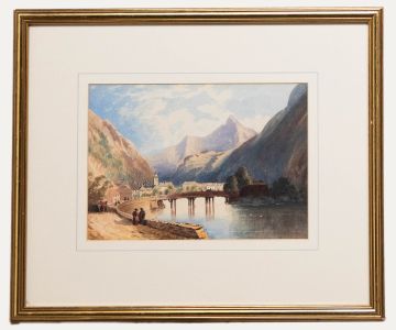 Framed 19th Century Watercolour - Alpine Mountains