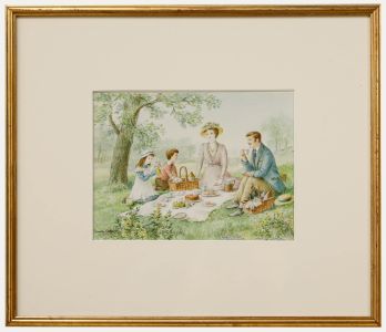 Stanley Cooke - Mid 20th Century Watercolour, Family Picnic