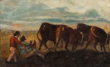 19th Century Oil - Driving the Plough