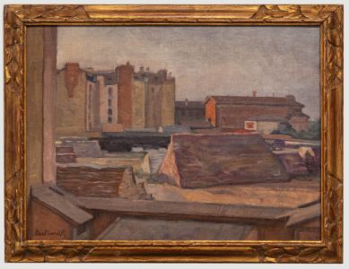 Bertrand Py (1895-1973) - Framed Oil, Le Chantier rue Desnouettes