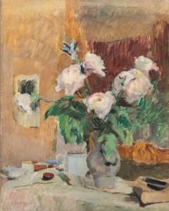 Bertrand Py (1895-1973) - Mid 20th Century Oil, Vase of Roses