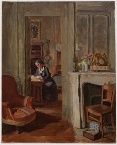 Bertrand Py (1895-1973) - Mid 20th Century Oil, Reading in the Study