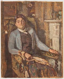Bertrand Py (1895-1973) - Mid 20th Century Oil, Woman with Fan & Blue Bolero