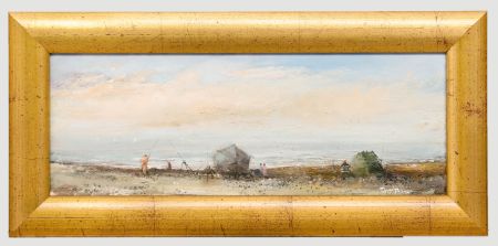 Terry Pitcher - Framed 20th Century Oil, Fishermen at Blue Anchor